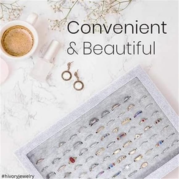 100 Slots Ring Organizer Display Box with Transparent Lid, Jewelry Ring Storage - Picture 3 of 6